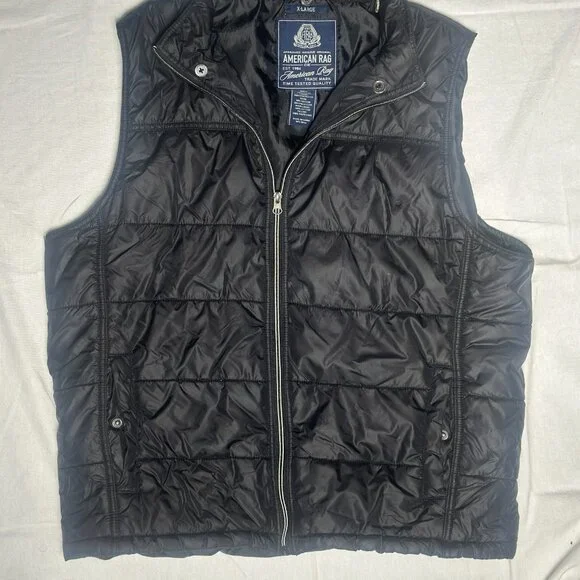 American Rag Vest Size L Sleeveless Puffer Black Full Zip - Picture 2 of 7